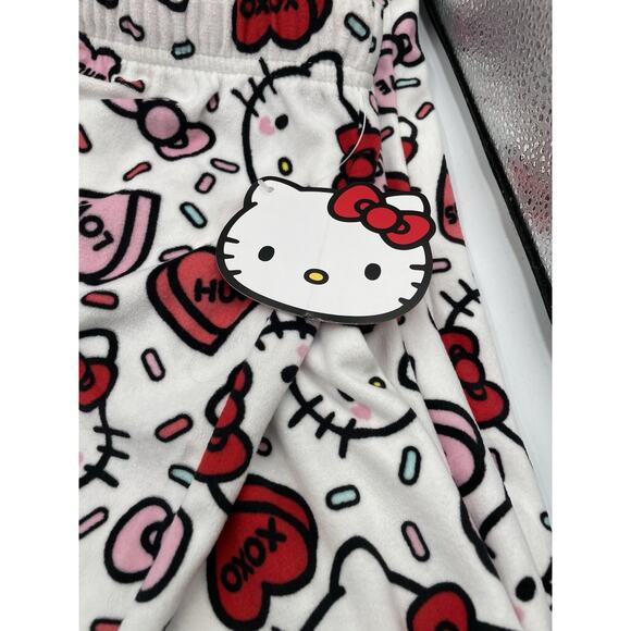 NWT Hello Kitty Conversation Heart Valentines Pajama Pants Lounge Women’s MEDIUM - Picture 3 of 5